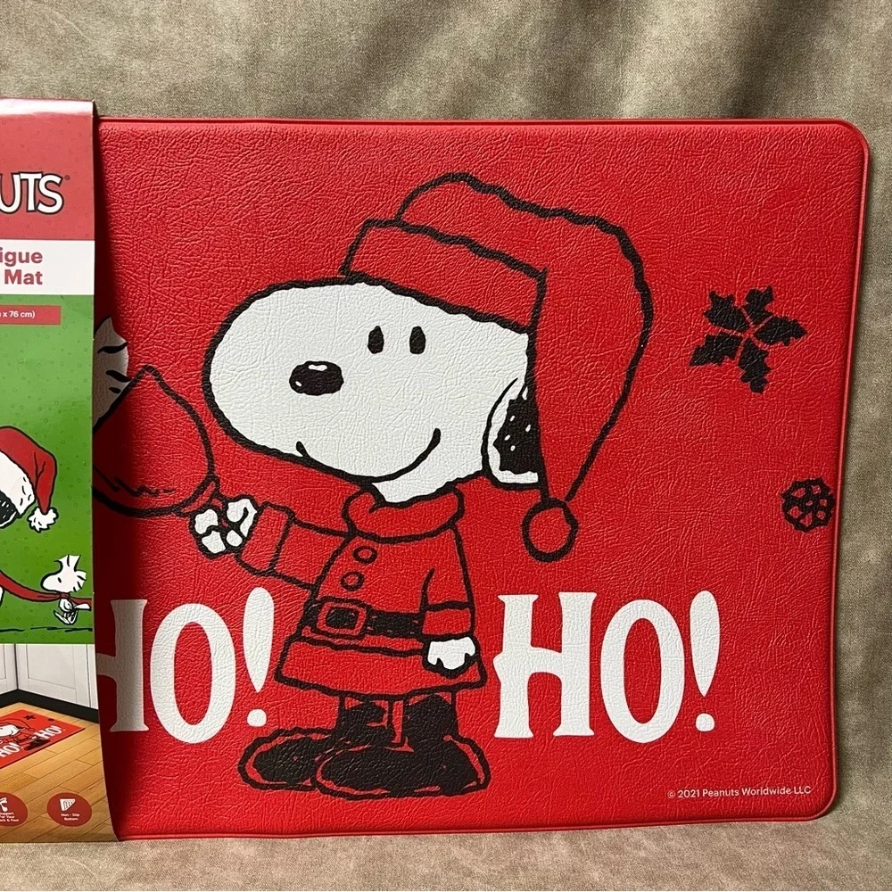 PEANUTS SNOOPY HO! HO! HO! CHRISTMAS RED Anti-Fatigue Kitchen MAT 18x30 New